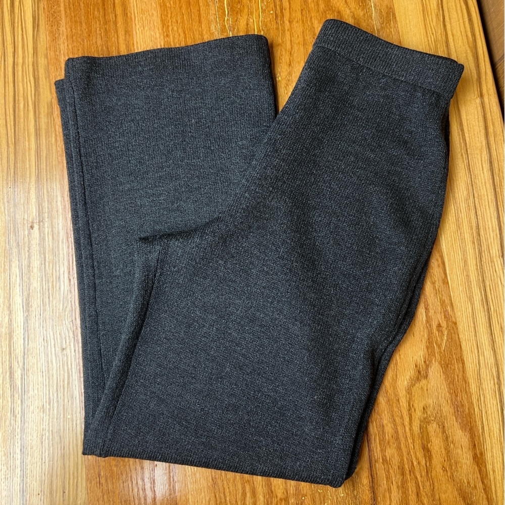 St. John Marie Gray Santana Pull On Pants Sz 2 Straight Leg Charcoal Knit Luxury